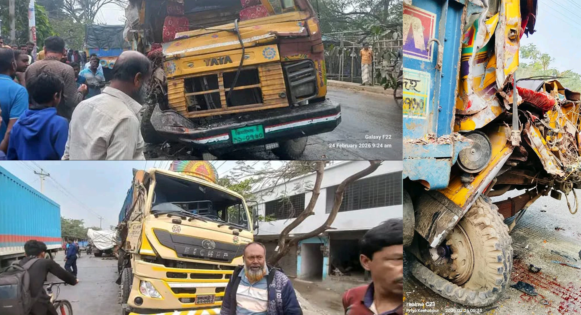 কেশবপুর মাইকেল গেটে দুই মালবাহী ট্রাকের মুখোমুখি সংঘর্ষ